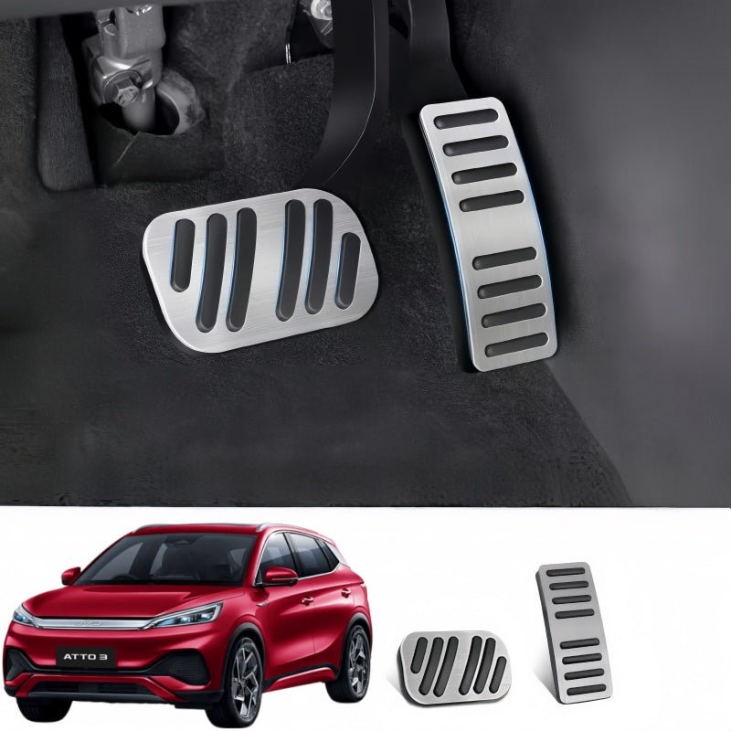 Brushed Aluminum Performance Pedal Covers for BYD ATTO 2/ATTO 3 - Nice BYD