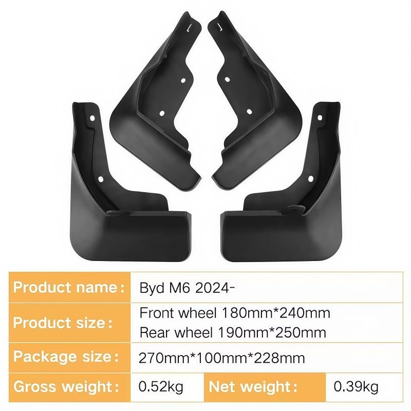 Drill - Free Mudguards for BYD M6 (4 Pcs) - Nice BYD
