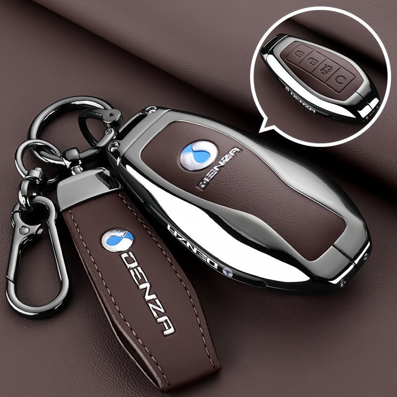 Luxury Zinc Alloy Leather Key Fob Cover for Denza B5 B8 - Nice BYD