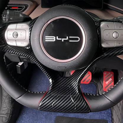 Carbon Fiber Texture Steering Wheel Cover for BYD Dolphin Surf/Seagull - Nice BYD