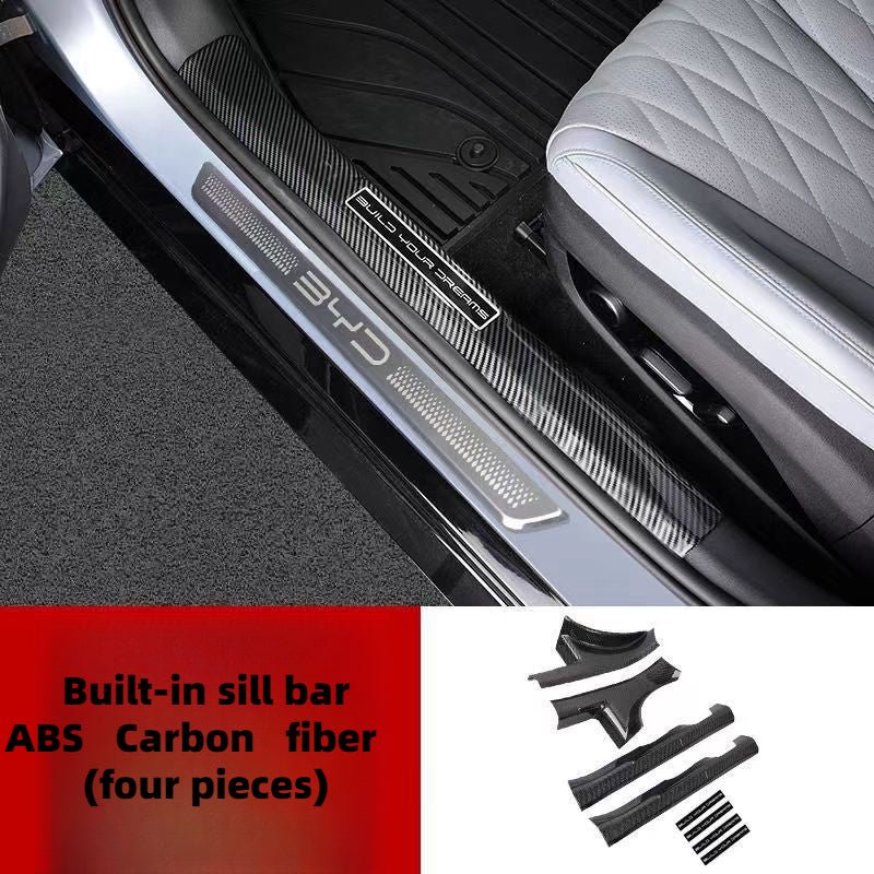 For BYD Seal EV Car Door Sill Guards ABS Carbon Fiber Scuff Plate Protector Threshold Trim Cover Sticker Car Styling Accessories - Nice BYD