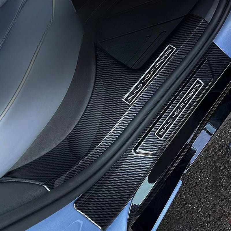 OscitY 4Pcs Car Carbon Fiber Kick Plates Protection Strips, For Saab 93