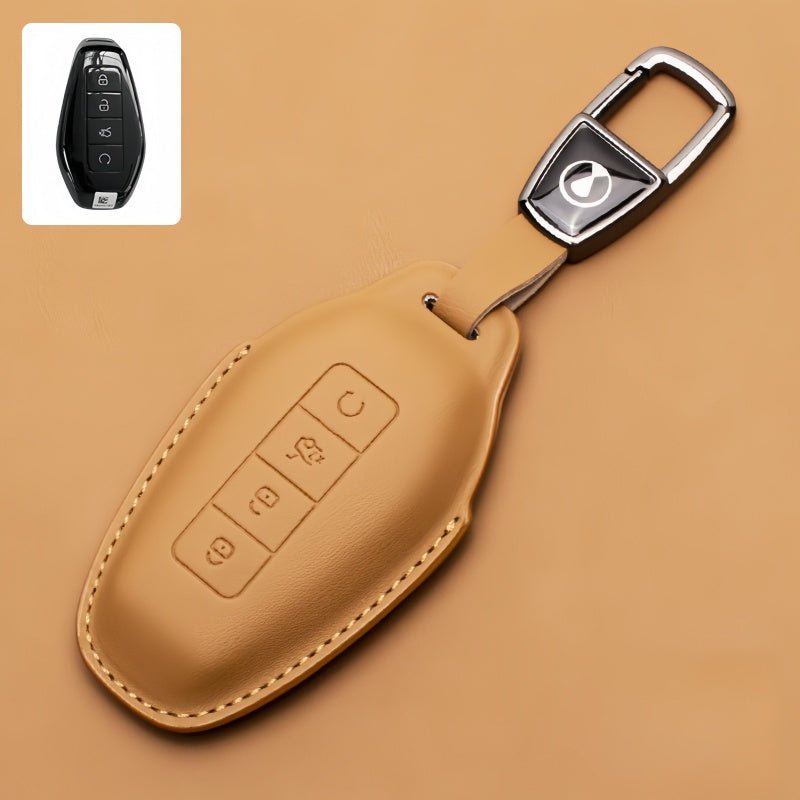 Full Wrap Leather Key Fob Case for Denza B5/B8 - Nice BYD