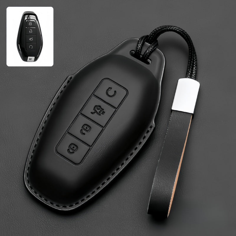 Full Wrap Leather Key Fob Case for Denza B5/B8 - Nice BYD