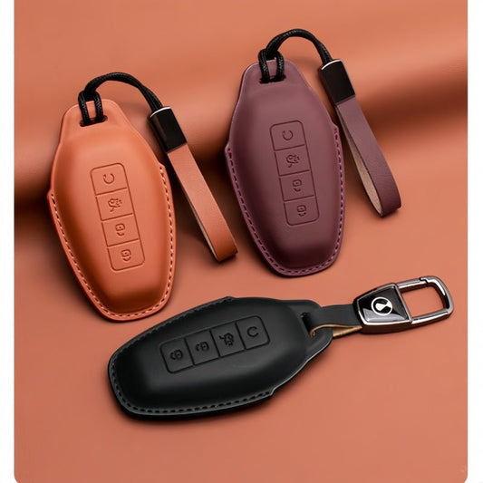 Full Wrap Leather Key Fob Case for Denza B5/B8 - Nice BYD
