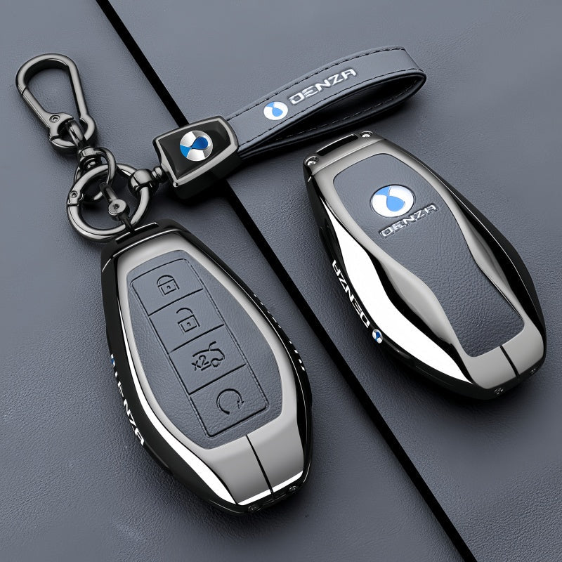 Luxury Zinc Alloy Leather Key Fob Cover for Denza B5 B8 - Nice BYD