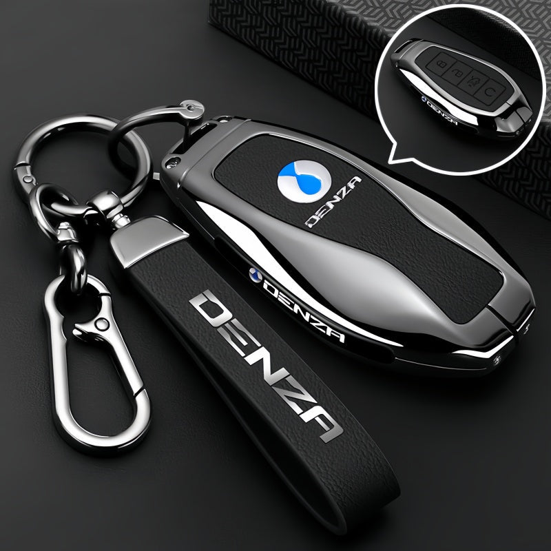Luxury Zinc Alloy Leather Key Fob Cover for Denza B5 B8 - Nice BYD