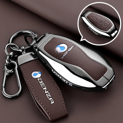 Luxury Zinc Alloy Leather Key Fob Cover for Denza B5 B8 - Nice BYD