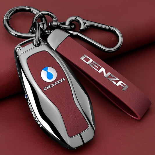 Luxury Zinc Alloy Leather Key Fob Cover for Denza B5 B8 - Nice BYD
