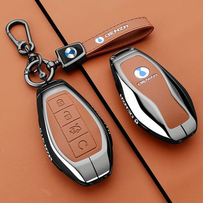 Luxury Zinc Alloy Leather Key Fob Cover for Denza B5 B8 - Nice BYD